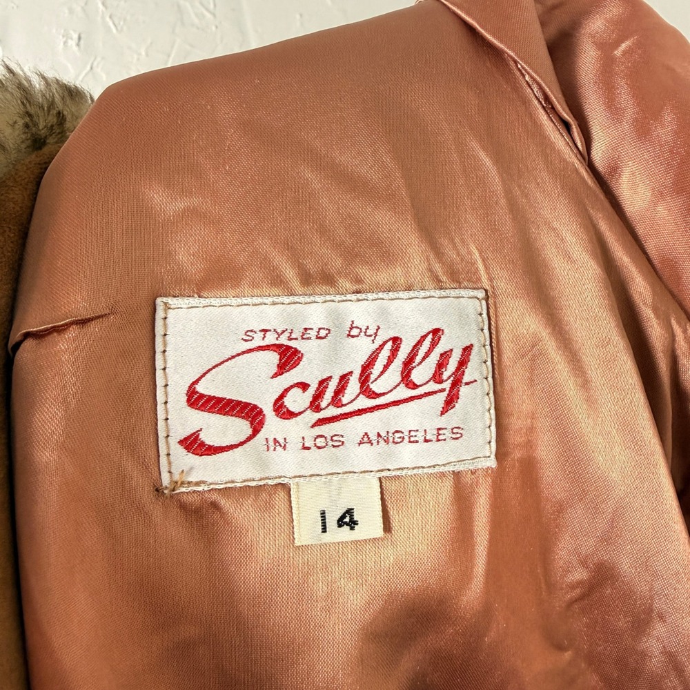 Vintage 70s Scully Penny Lane Jacket 14 Fur Suede Leather Tie Coat Y2K K3-16 - Picture 10 of 10